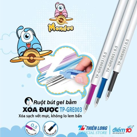 Bộ 2 ruột bút gel xóa được TP-GRE003 - Dùng cho bút Gel Mondee TP-GELE003