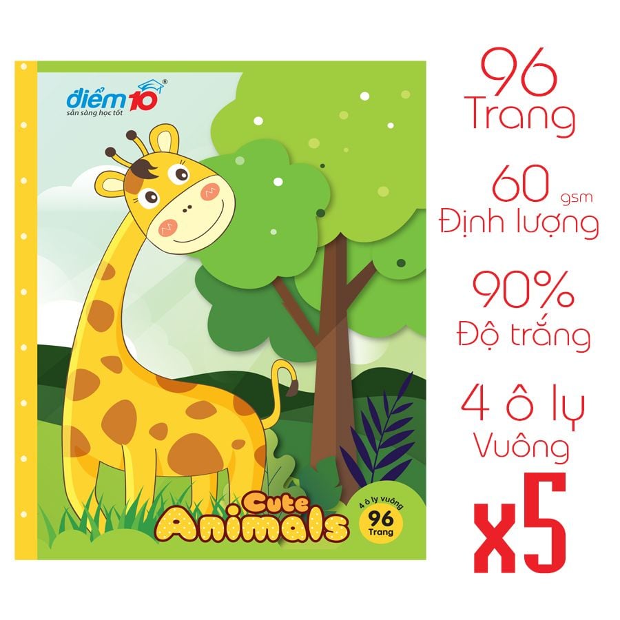 Tập học sinh 96 trang 4 ô ly vuông 60 gsm Điểm 10 TP-NB028 (hình ngẫu nhiên)