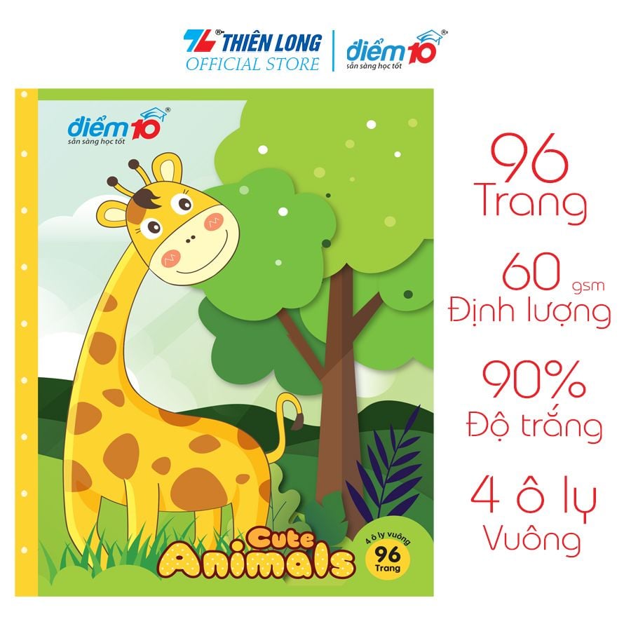 Tập học sinh 96 trang 4 ô ly vuông 60 gsm Điểm 10 TP-NB028 (hình ngẫu nhiên)