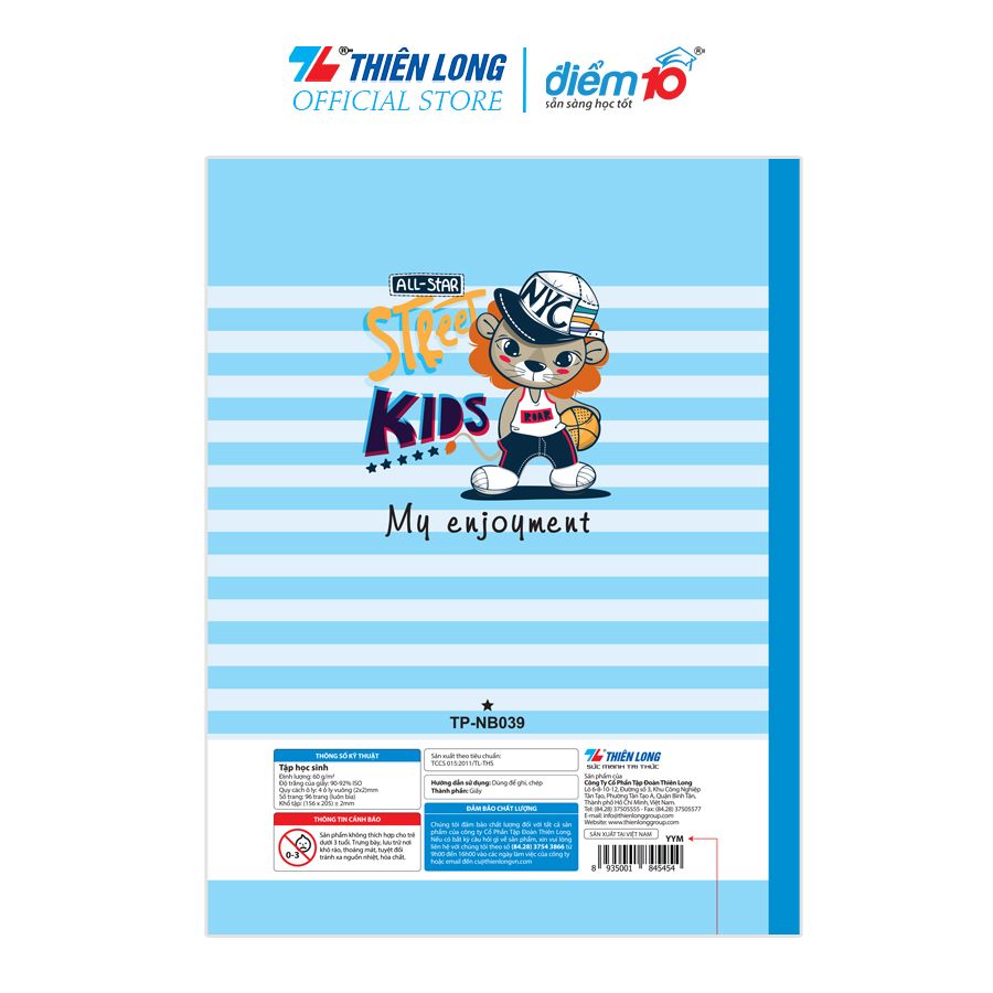 [Combo 5 cuốn] Tập học sinh 96 trang Điểm 10 TP-NB039 (hình ngẫu nhiên)