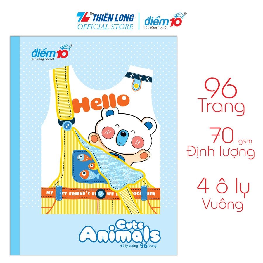 Tập học sinh 96 trang 4 ô ly vuông 70 gsm Điểm 10 TP-NB044 (hình ngẫu nhiên)