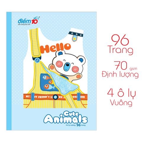 Tập học sinh 96 trang 4 ô ly vuông 70 gsm Điểm 10 TP-NB044 (hình ngẫu nhiên)