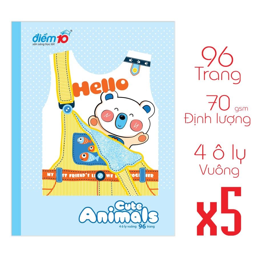 Tập học sinh 96 trang 4 ô ly vuông 70 gsm Điểm 10 TP-NB044 (hình ngẫu nhiên)