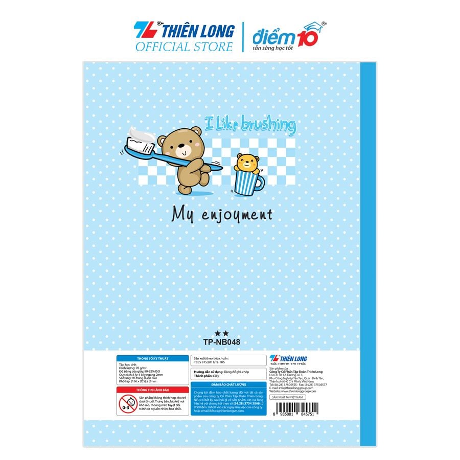 [Combo 5 cuốn] Tập học sinh 96 trang Điểm 10 TP-NB048  (hình ngẫu nhiên)