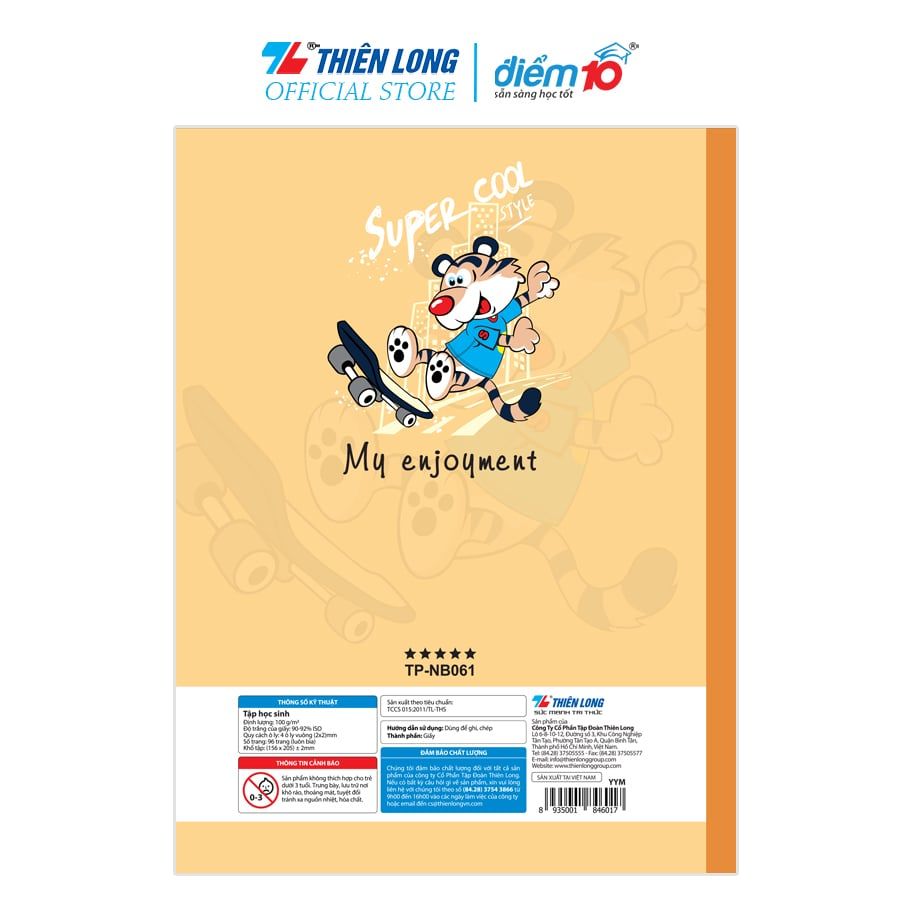 Combo 5 Tập học sinh 96 trang 4 ô ly vuông 100 gsm Điểm 10 TP-NB061 (hình ngẫu nhiên)