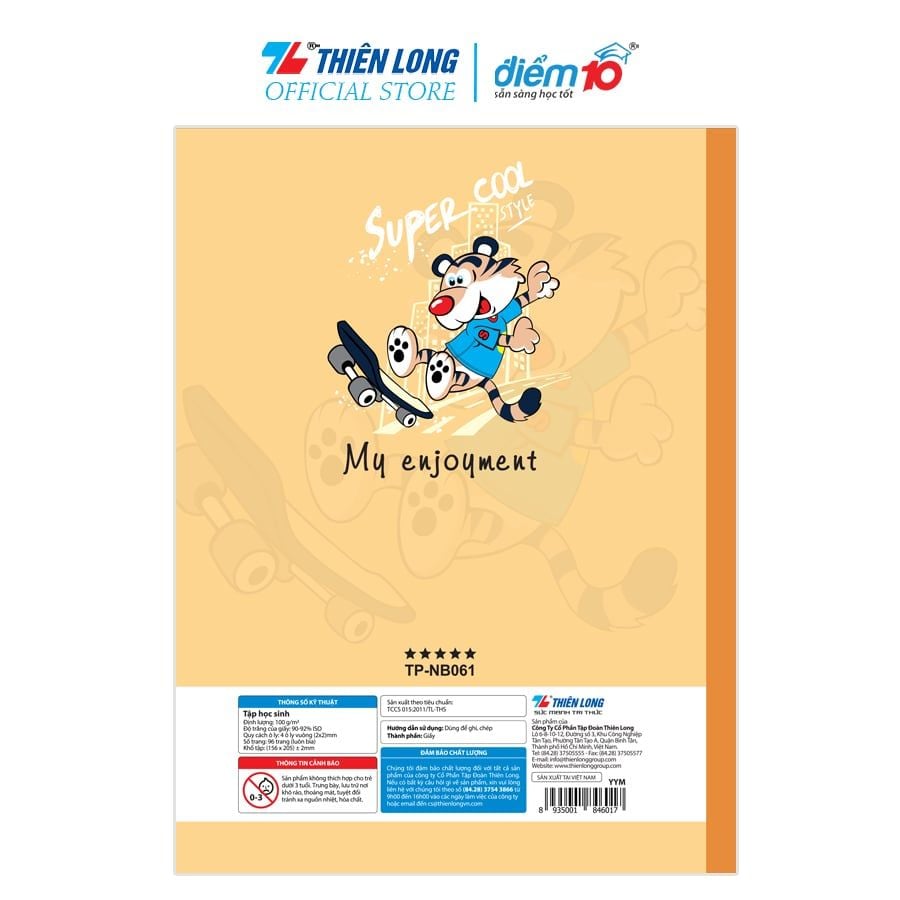 Combo 5 Tập học sinh 96 trang 4 ô ly vuông 100 gsm Điểm 10 TP-NB061 (hình ngẫu nhiên)