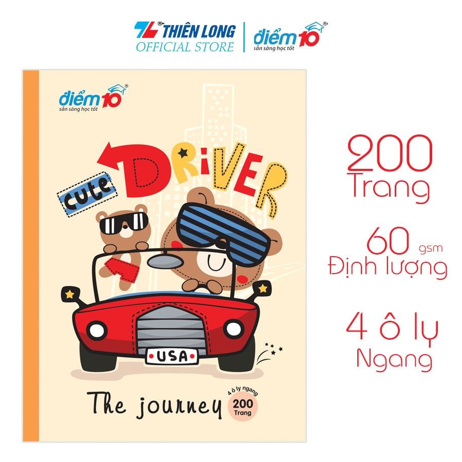Tập học sinh 200 trang 4 ô ly ngang 60 gsm Điểm 10 TP-NB066 (hình ngẫu nhiên)