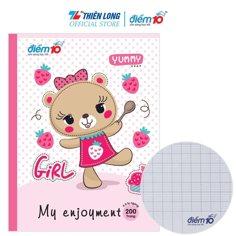 Tập học sinh 200 trang 4 ô ly ngang 60 gsm Điểm 10 TP-NB066 (hình ngẫu nhiên)
