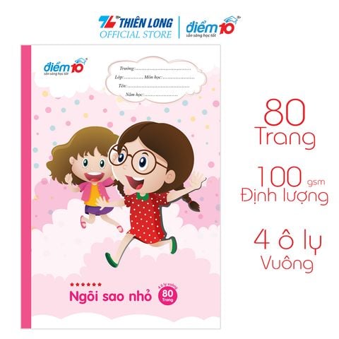 Tập học sinh 80 trang 4 ô ly vuông 100 gsm Điểm 10 TP-NB076 (hình ngẫu nhiên)
