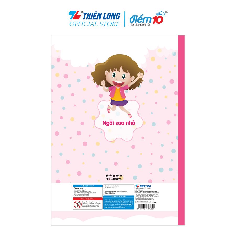 Tập học sinh 80 trang 4 ô ly vuông 100 gsm Điểm 10 TP-NB076 (hình ngẫu nhiên)