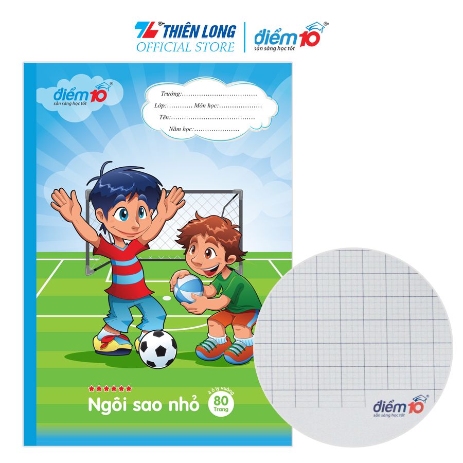 Tập học sinh 80 trang 4 ô ly vuông 100 gsm Điểm 10 TP-NB076 (hình ngẫu nhiên)