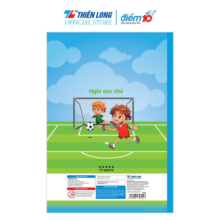 Tập học sinh 80 trang 4 ô ly vuông 100 gsm Điểm 10 TP-NB076 (hình ngẫu nhiên)