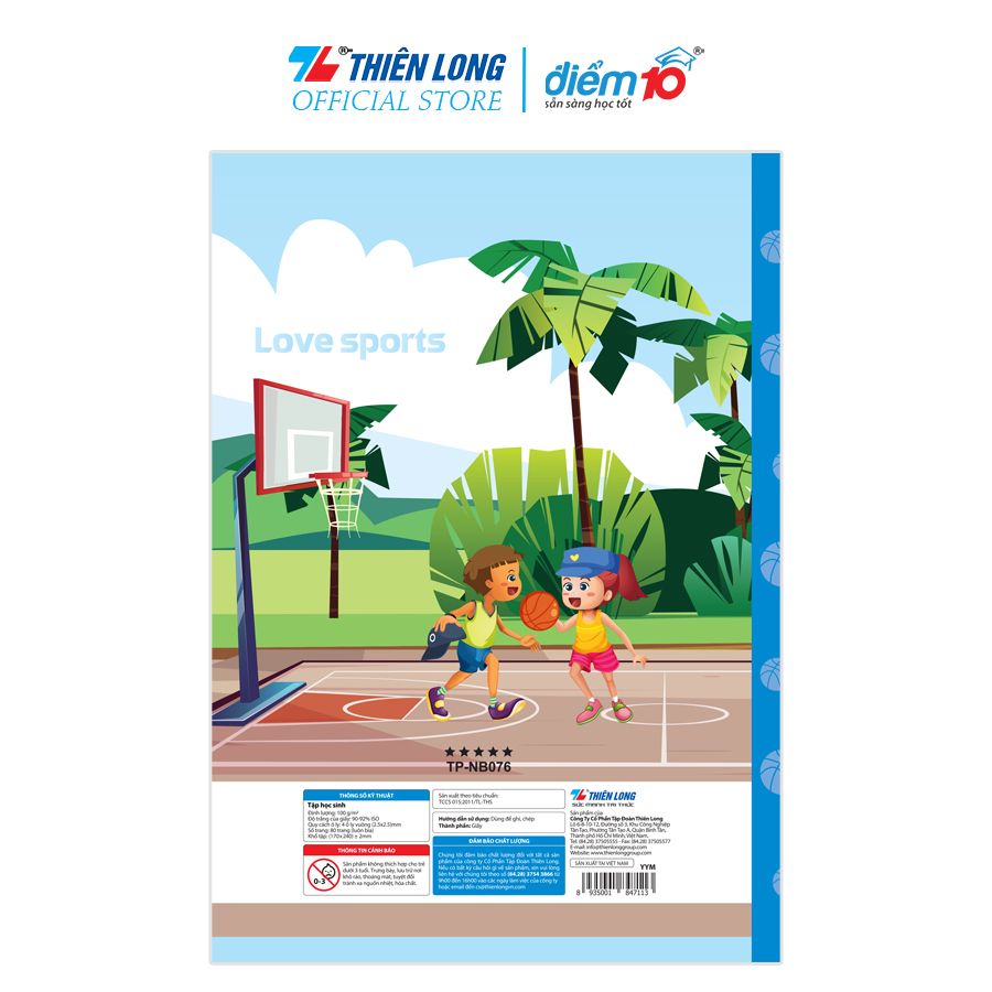 Tập học sinh 80 trang 4 ô ly vuông 100 gsm Điểm 10 TP-NB076 (hình ngẫu nhiên)