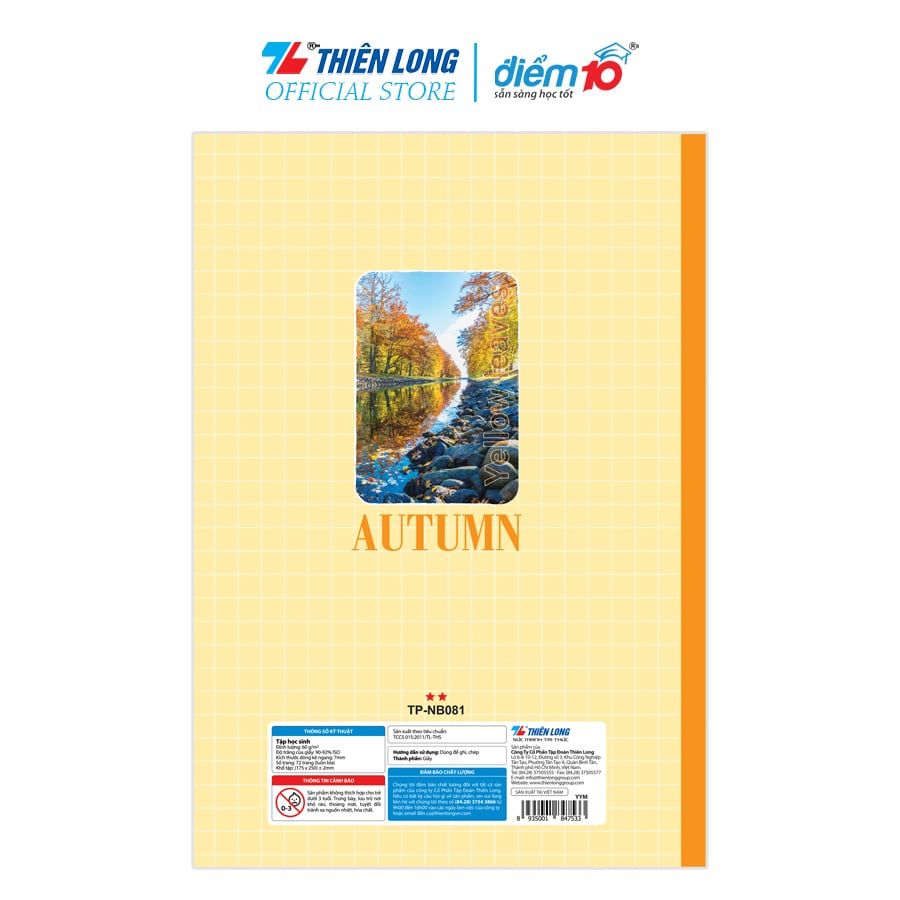 Tập học sinh 72 trang dòng kẻ ngang 60 gsm Điểm 10  TP-NB081 (hình ngẫu nhiên)