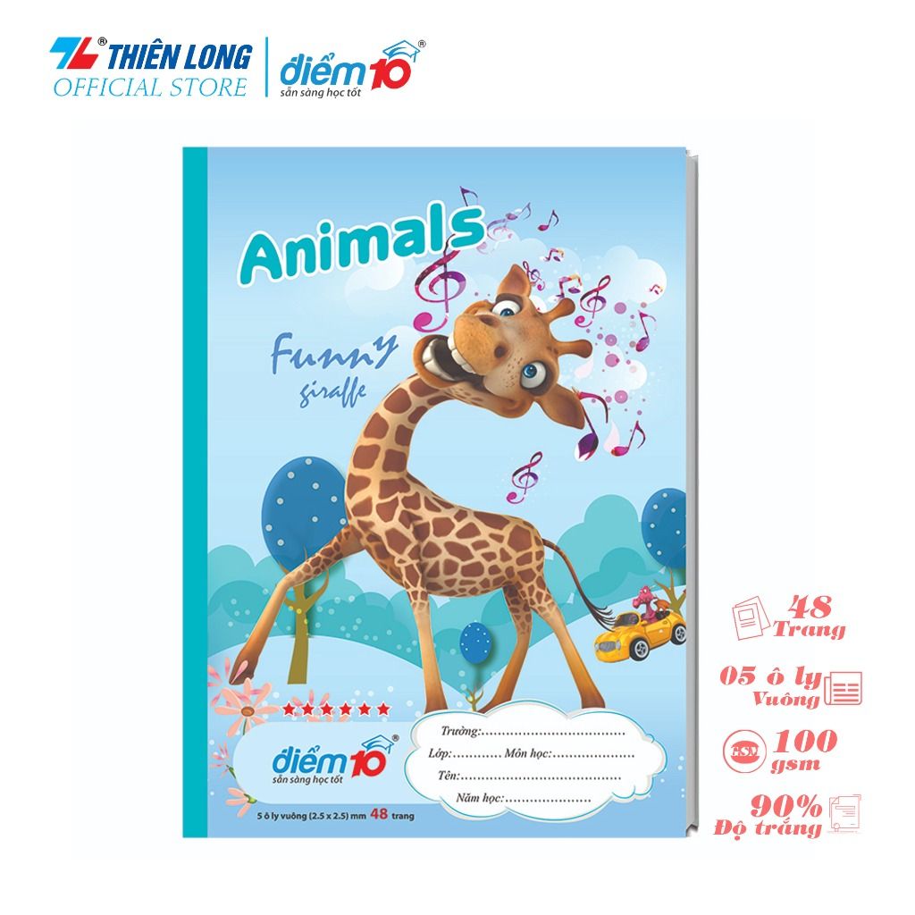 Tập học sinh 48 trang 5 ô ly vuông 100 gsm Điểm 10 TP-NB100  (hình ngẫu nhiên)