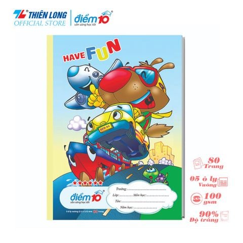 Tập học sinh 80 trang 5 ô ly vuông 100 gsm Điểm 10 TP-NB101  (hình ngẫu nhiên)