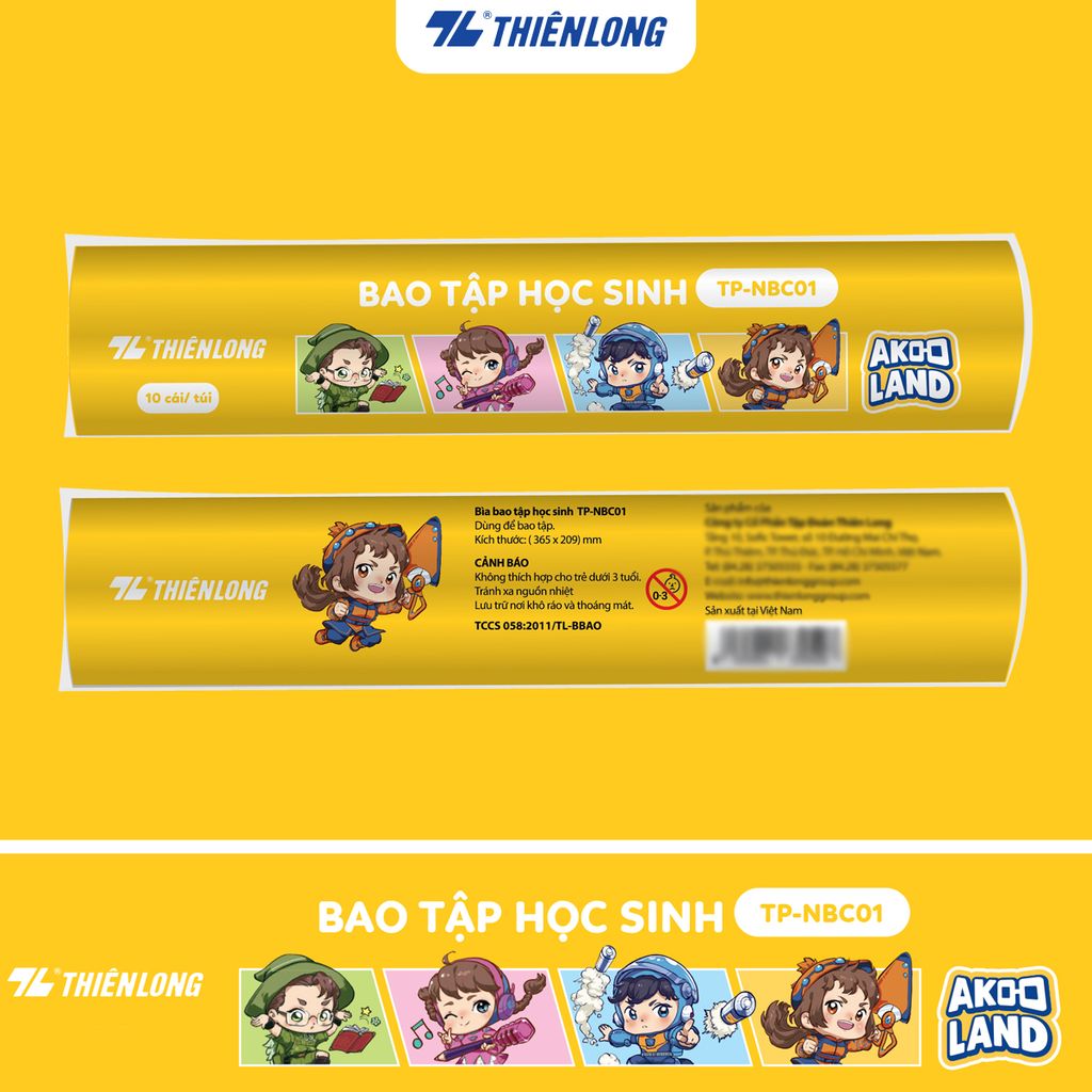 Combo 10 Bìa bao tập học sinh phiên bản Akooland TP-NBC01/AK