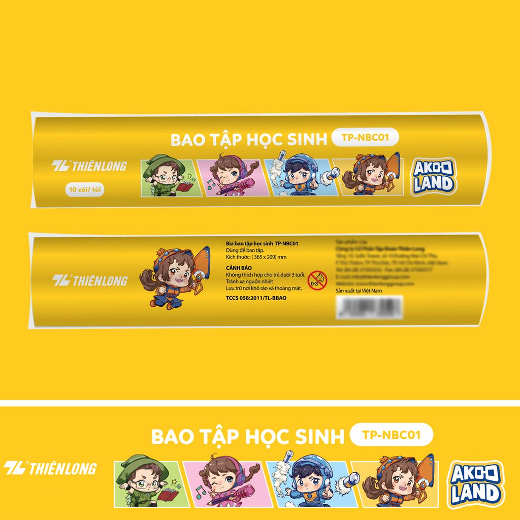 Combo 10 Bìa bao tập học sinh phiên bản Akooland TP-NBC01/AK