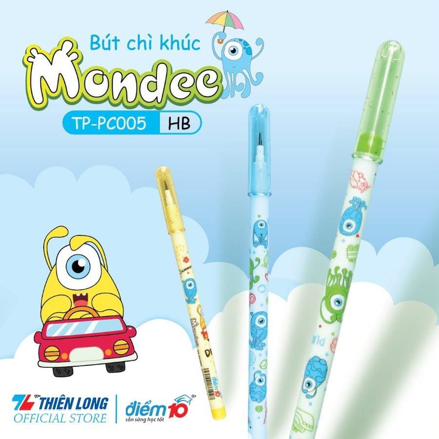 Combo 20 Bút chì khúc Thiên Long Điểm 10 TP-PC005 - Lõi chắc chắn nét đậm, ít bột chì