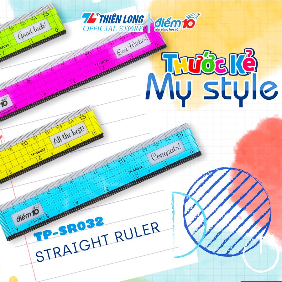 Thước thẳng Thiên Long Điểm 10 TP-SR032 15cm