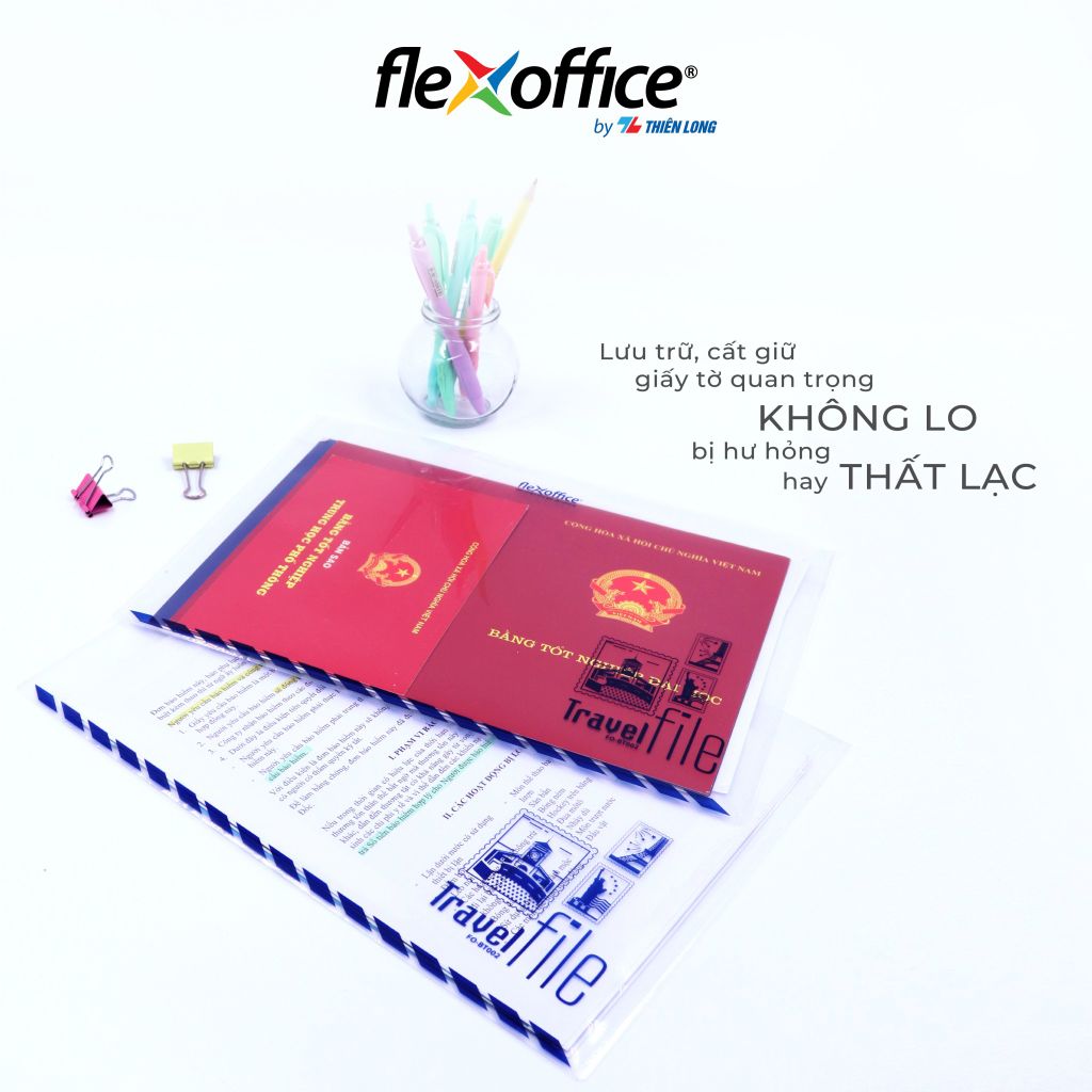 Bìa bao thư A4 Travel File Thiên Long Flexoffice lưu trữ 100 tờ A4
