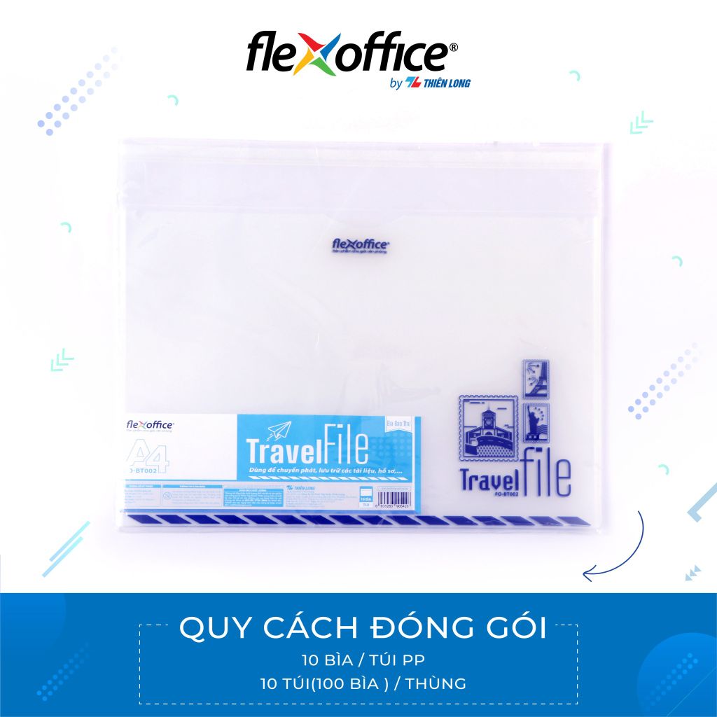 Bìa bao thư A4 Travel File Thiên Long Flexoffice lưu trữ 100 tờ A4