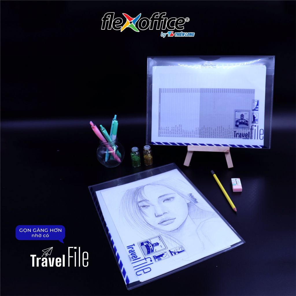 Bìa bao thư A4 Travel File Thiên Long Flexoffice lưu trữ 100 tờ A4