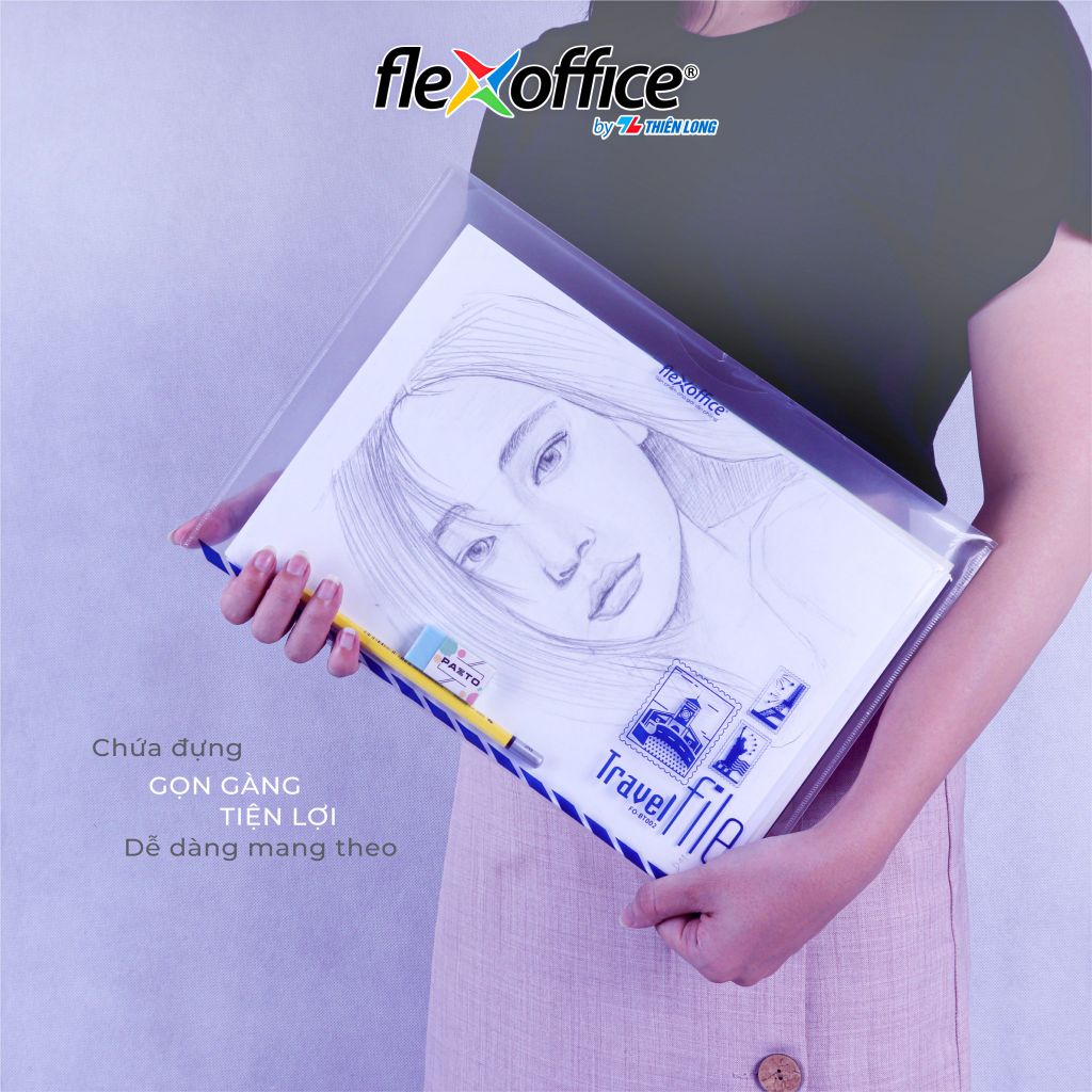 Bìa bao thư A4 Travel File Thiên Long Flexoffice lưu trữ 100 tờ A4