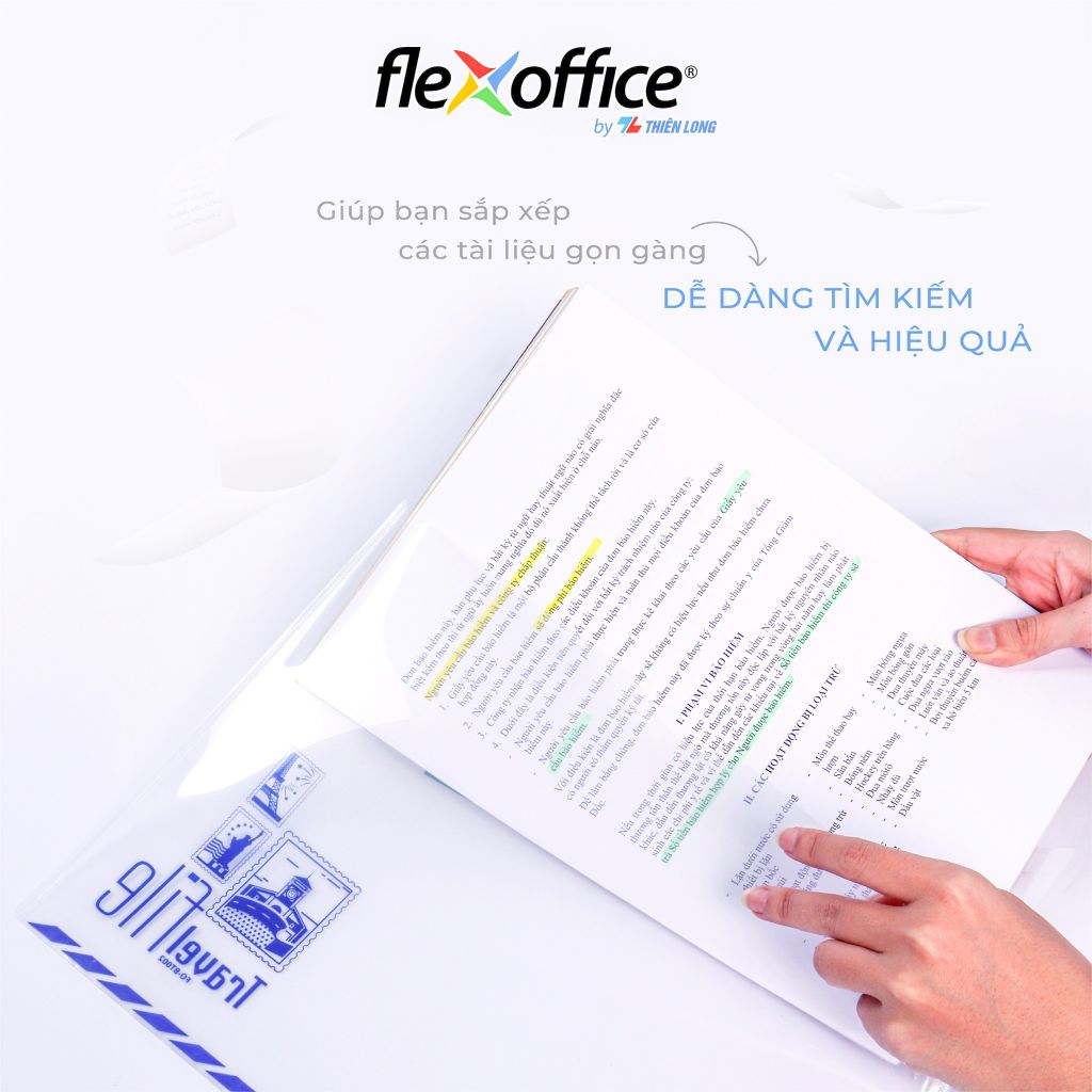 Bìa bao thư A4 Travel File Thiên Long Flexoffice lưu trữ 100 tờ A4