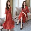 Đầm Maxi Chiết Eo In Họa Tiết 5239