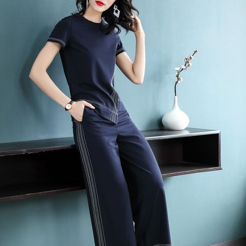  Set T-Shirt & Quần Ống Rộng Culottes Kẻ Viền 5558 