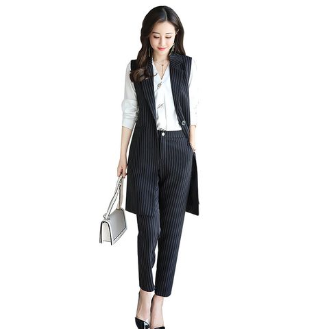  Set Áo Khoác Blazer & Quần Bút Chì Kẻ Sọc 5559 