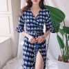 Đầm Maxi Chiết Eo Xẻ Tà In Họa Tiết 5611