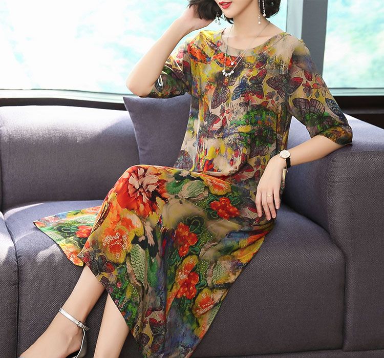 Đầm Maxi Suông In Họa Tiết 5642