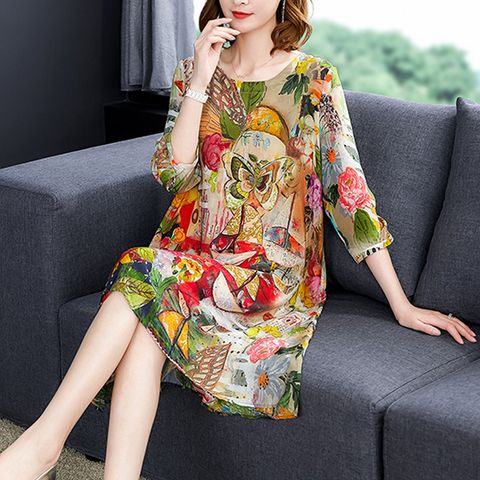  Đầm Maxi Suông In Họa Tiết 5672 