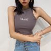 Áo Thun Croptop 3 Lỗ In Chữ 6218 (4 Màu)