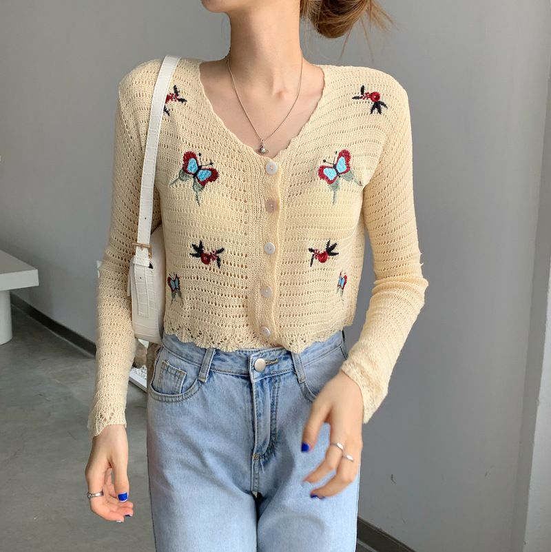 Áo Khoác Cardigan In Bướm 6351 (3 Màu)