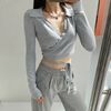 Áo Croptop Tay Dài Vạt Chéo 6578 (4 Màu)