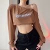 Áo Croptop Tay Dài Bất Đối Xứng 6608