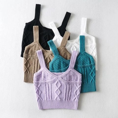  Áo Len Croptop 2 Dây 6659 (4 Màu) 