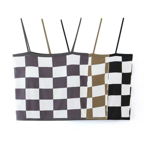  Áo Croptop 2 Dây Kẻ Caro 6701 (3 Màu) 