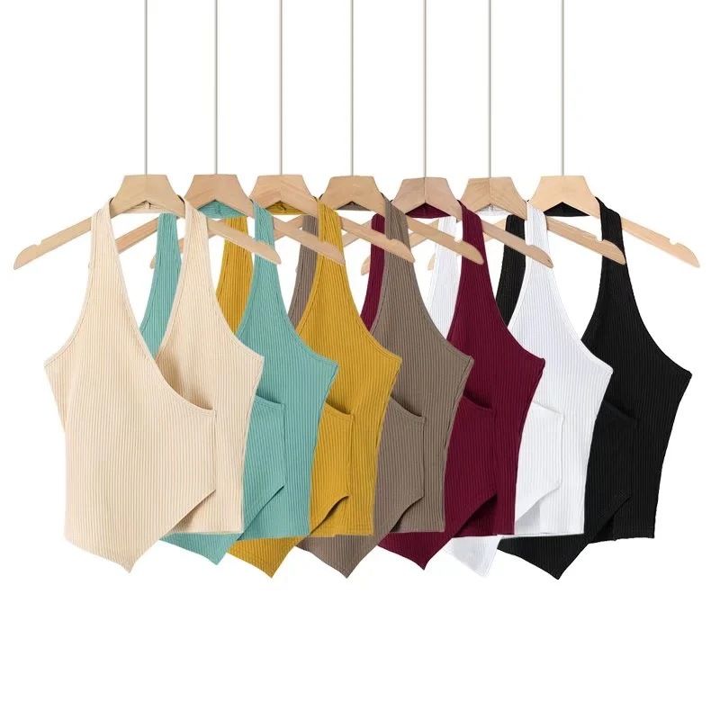 Áo Croptop Cổ Yếm Vạt Xéo 6702