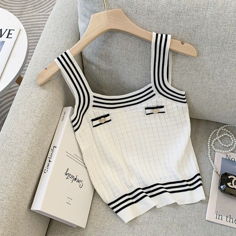 Áo Thun Len 2 Dây Đính Nút 6744