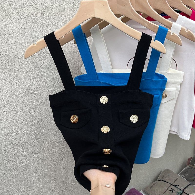 Áo Thun 2 Dây Đính Nút 6749