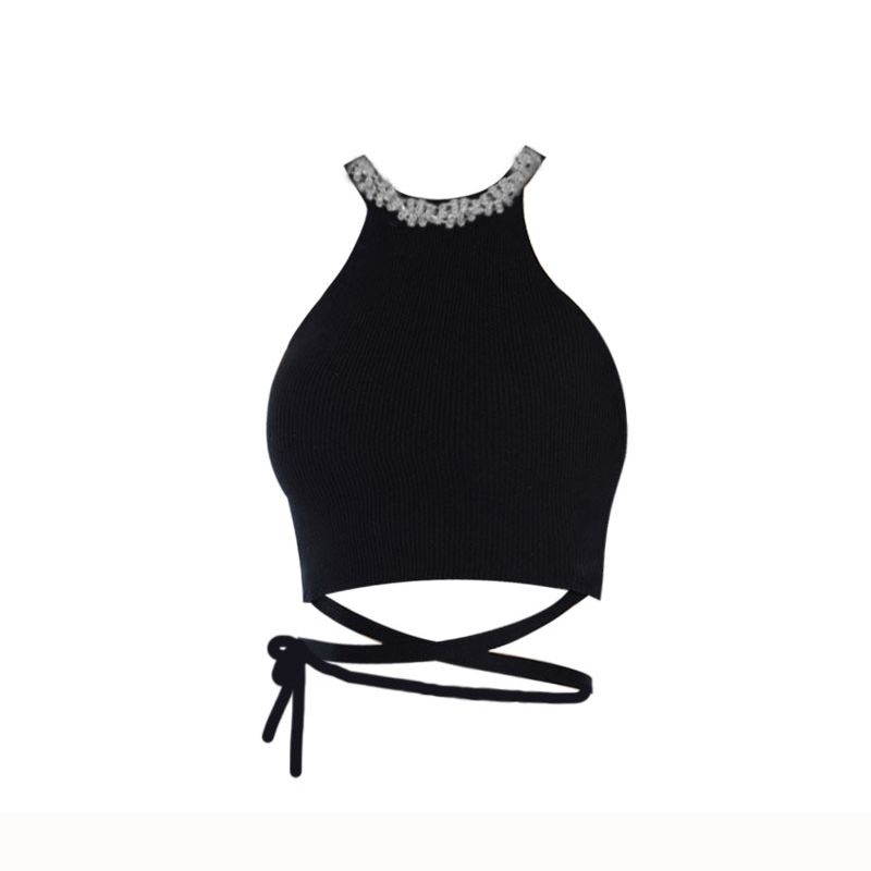 Áo Croptop Cổ Yếm Đính Hạt 6907