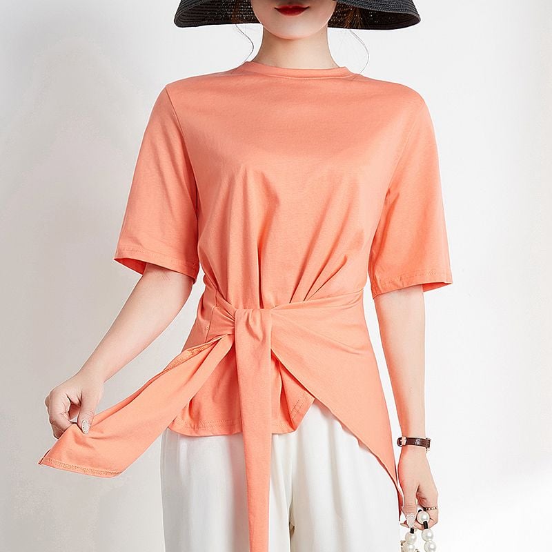 Áo Kiểu Vạt Lệch Trơn 7074