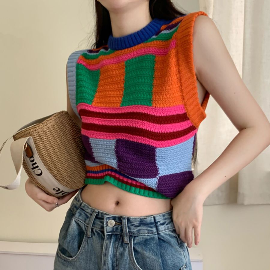 Áo Len 3 Lỗ Sọc Nhiều Màu 7093