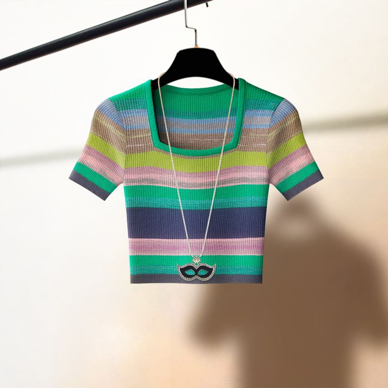 Áo Thun Croptop Sọc Nhiều Màu 7096