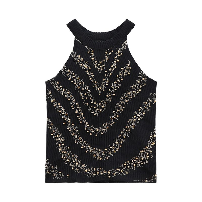 Áo Croptop Cổ Yếm Đính Hạt 7138