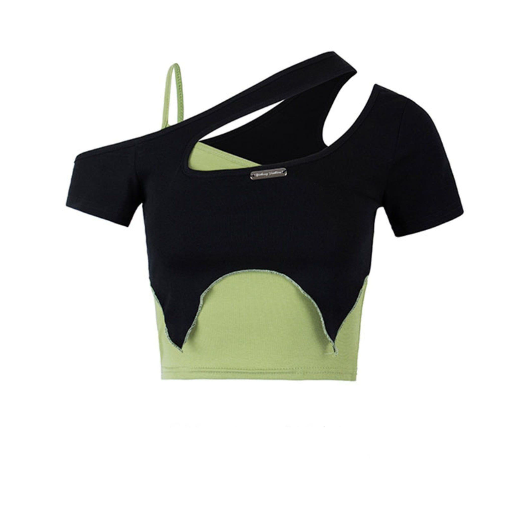 Áo Thun Croptop Bất Đối Xứng 7312